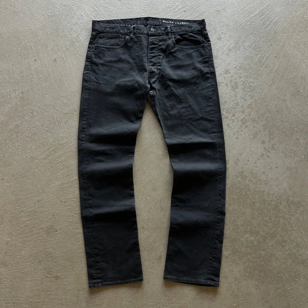 Polo Ralph Lauren Black Label Jeans Size 36x32 Black Dark Wash Straight Leg